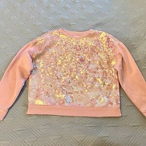 WONDER NATION Girls Pink Sequin Sweatshirt, Size XXL (18)